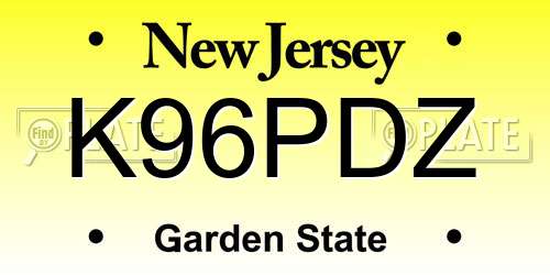 K96PDZ New Jersey License Plate