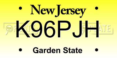 K96PJH New Jersey License Plate