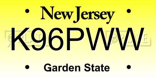 K96PWW New Jersey License Plate