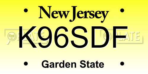 K96SDF New Jersey License Plate