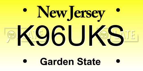 K96UKS New Jersey License Plate