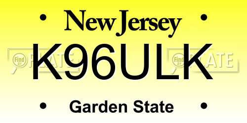 K96ULK New Jersey License Plate