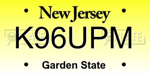 K96UPM New Jersey License Plate