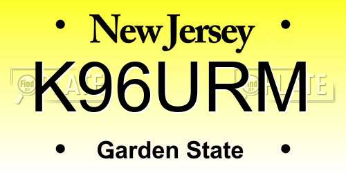 K96URM New Jersey License Plate