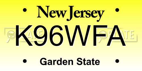 K96WFA New Jersey License Plate