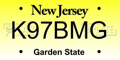 K97BMG New Jersey License Plate