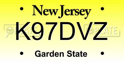 K97DVZ New Jersey License Plate