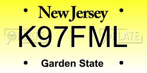 K97FML New Jersey License Plate