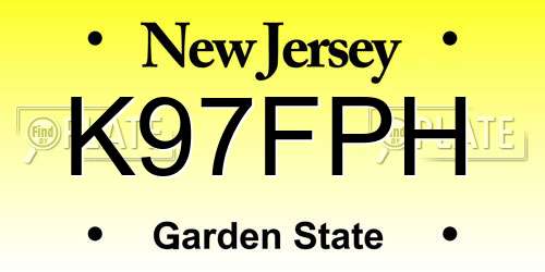 K97FPH New Jersey License Plate