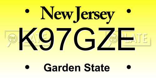 K97GZE New Jersey License Plate