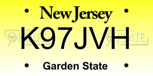 K97JVH New Jersey License Plate