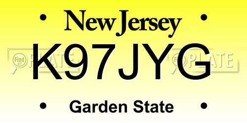 K97JYG New Jersey License Plate