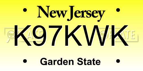 K97KWK New Jersey License Plate