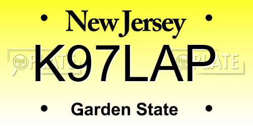 K97LAP New Jersey License Plate