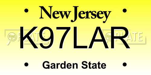 K97LAR New Jersey License Plate