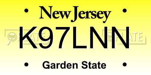 K97LNN New Jersey License Plate