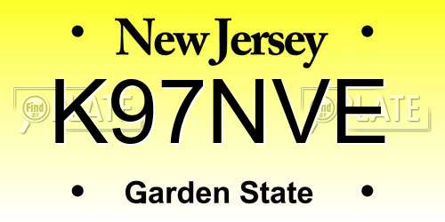 K97NVE New Jersey License Plate