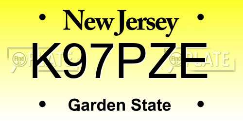 K97PZE New Jersey License Plate