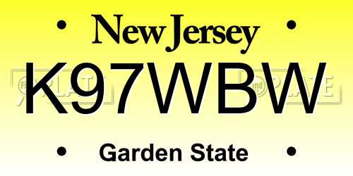 K97WBW New Jersey License Plate