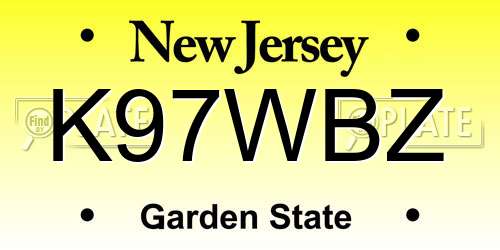 K97WBZ New Jersey License Plate