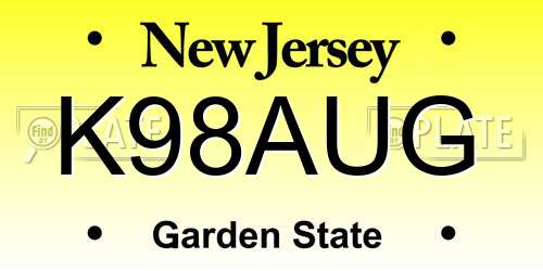 K98AUG New Jersey License Plate