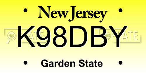 K98DBY New Jersey License Plate