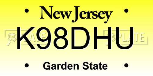 K98DHU New Jersey License Plate