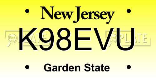 K98EVU New Jersey License Plate