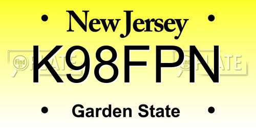 K98FPN New Jersey License Plate