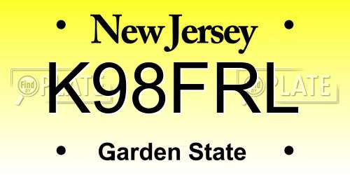 K98FRL New Jersey License Plate