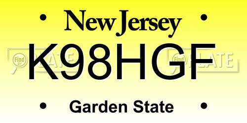 K98HGF New Jersey License Plate