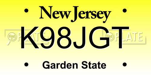 K98JGT New Jersey License Plate