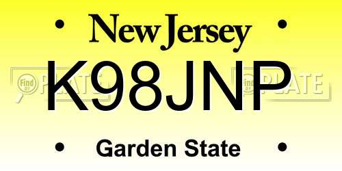 K98JNP New Jersey License Plate