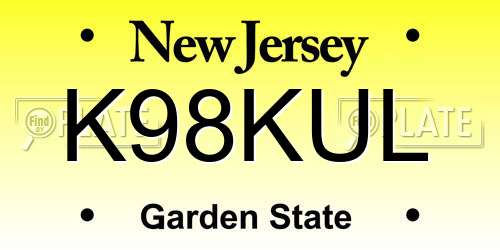 K98KUL New Jersey License Plate