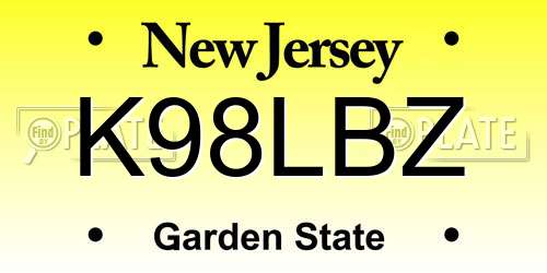 K98LBZ New Jersey License Plate