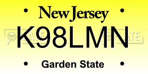K98LMN New Jersey License Plate