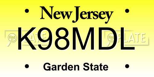 K98MDL New Jersey License Plate