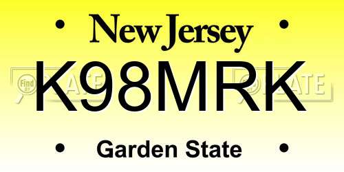 K98MRK New Jersey License Plate