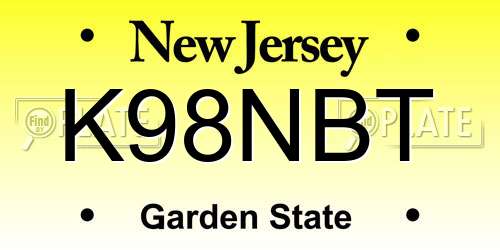 K98NBT New Jersey License Plate