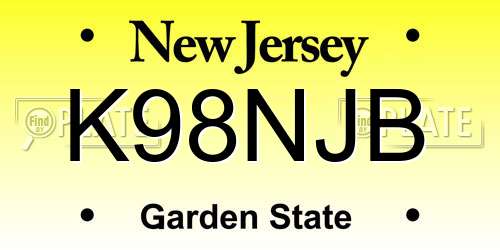 K98NJB New Jersey License Plate