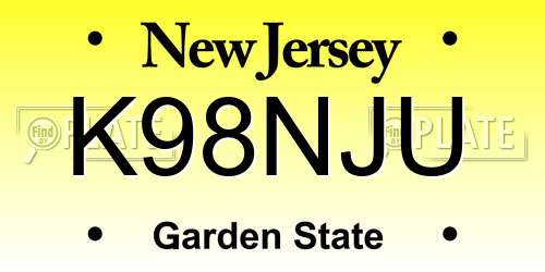 K98NJU New Jersey License Plate