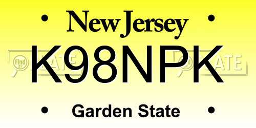 K98NPK New Jersey License Plate