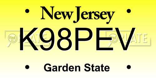 K98PEV New Jersey License Plate