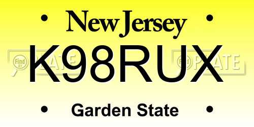 K98RUX New Jersey License Plate