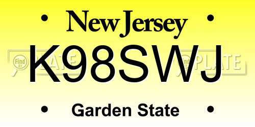 K98SWJ New Jersey License Plate