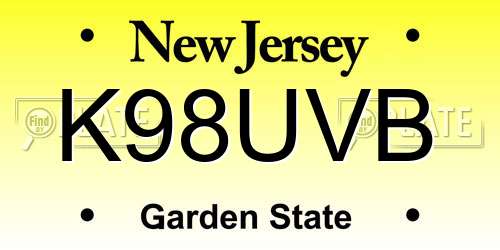 K98UVB New Jersey License Plate