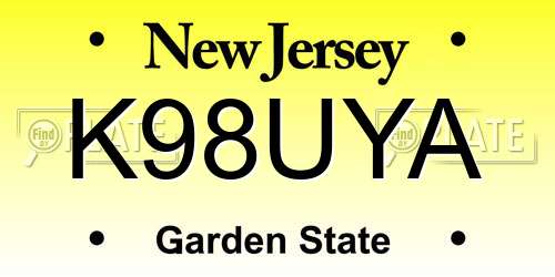 K98UYA New Jersey License Plate