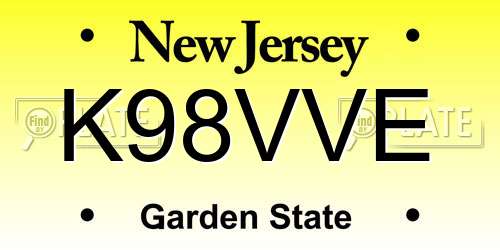 K98VVE New Jersey License Plate