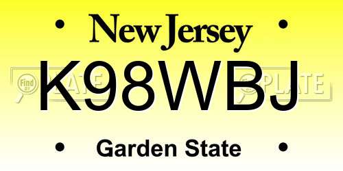 K98WBJ New Jersey License Plate