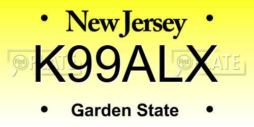K99ALX New Jersey License Plate